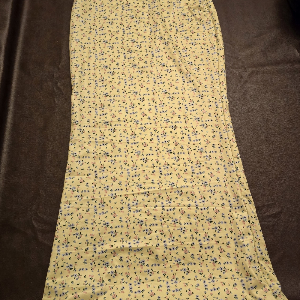 Yellow and Blue Maxi Slip Dress for Night Out